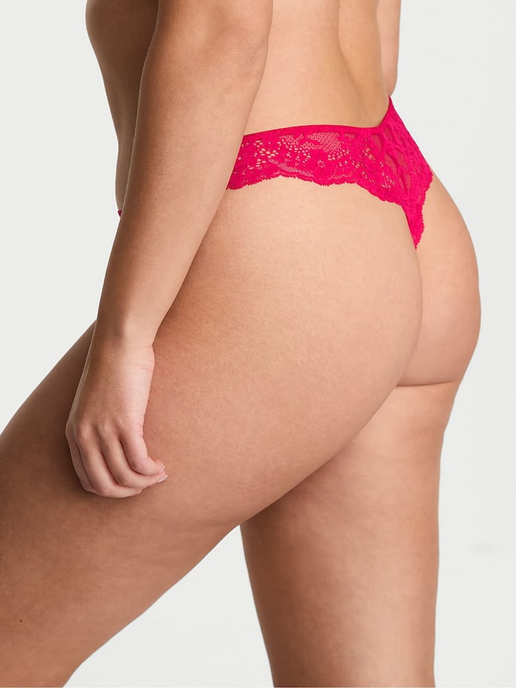Victoria's Secret Vibrant Fuchsia Pink Thong Lace Knickers - Image 2 of 2 Victoria's Secret Vibrant Fuchsia Pink Thong Lace Knickers - Image 2 of 2