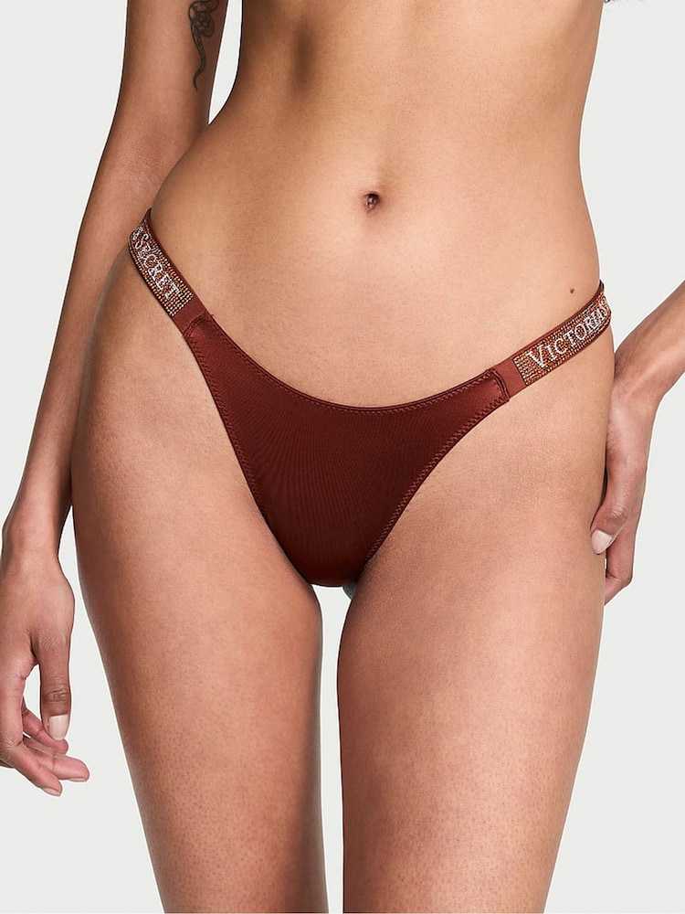 Victoria's Secret Dark Chili Brown Brazilian Shine Strap Knickers - Image 1 of 3 Victoria's Secret Dark Chili Brown Brazilian Shine Strap Knickers - Image 1 of 3