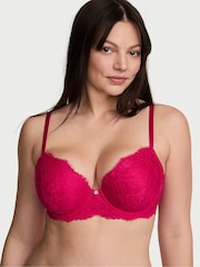 Victoria's Secret Vibrant Fuchsia Pink Lightly Lined Demi Lace Bra - Image 1 of 2