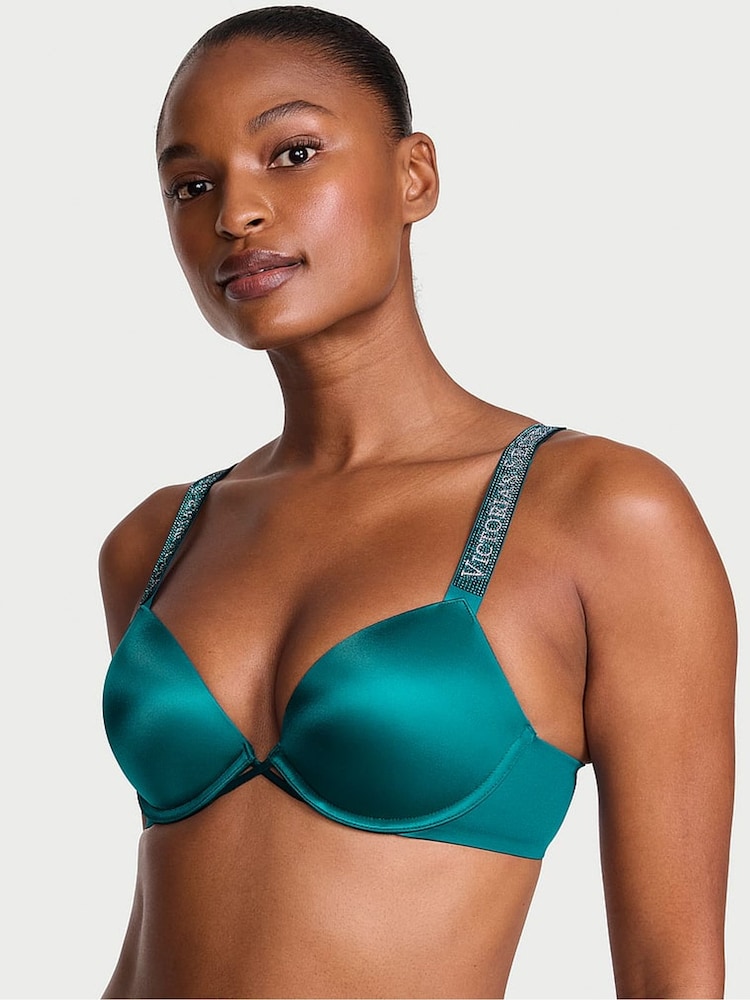 Victoria's Secret True Teal Blue Push Up Shine Strap Bra - Image 1 of 2 Victoria's Secret True Teal Blue Push Up Shine Strap Bra - Image 1 of 2