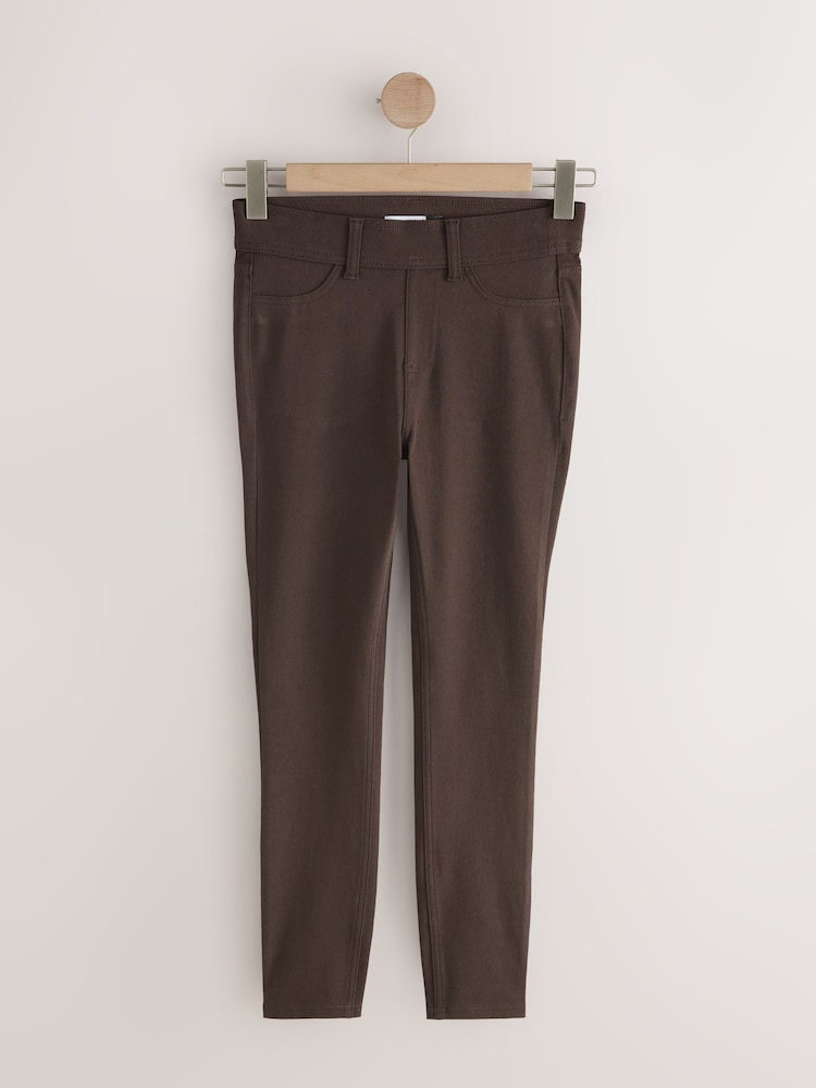 Chocolate Brown Jersey Denim Leggings - Image 1 of 3