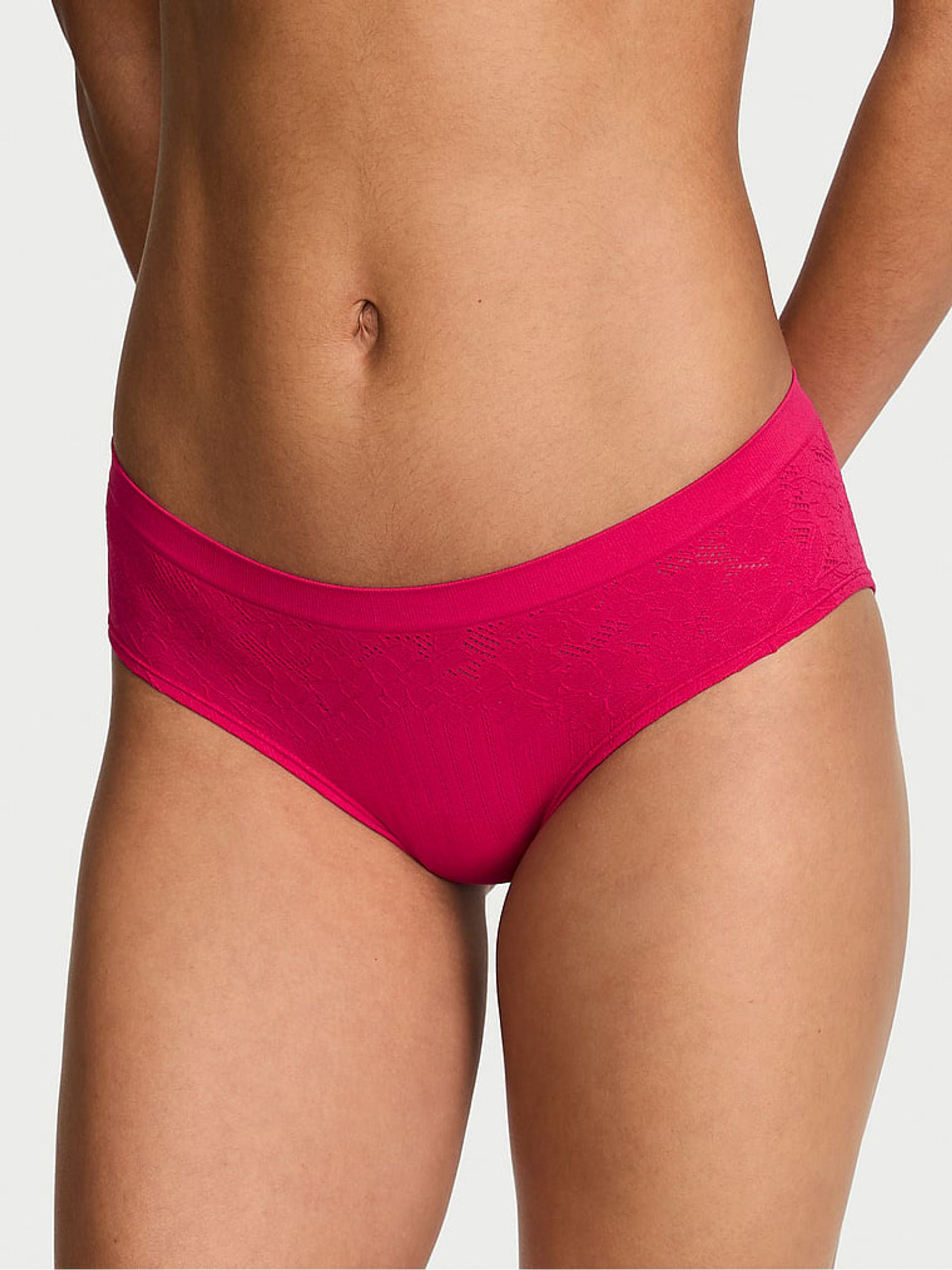 Victoria's Secret Vibrant Fuchsia Pink Hipster Floral Ribbed Knickers