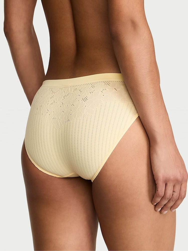 Victoria's Secret Sunny Honey Yellow Bikini Floral Ribbed Knickers - Image 2 of 2