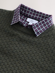 Green Textured Mock Shirt Jumper with Wool - Image 5 of 7