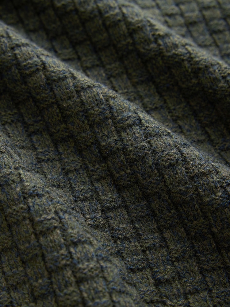 Green Textured Mock Shirt Jumper with Wool - Image 7 of 7 Green Textured Mock Shirt Jumper with Wool - Image 7 of 7