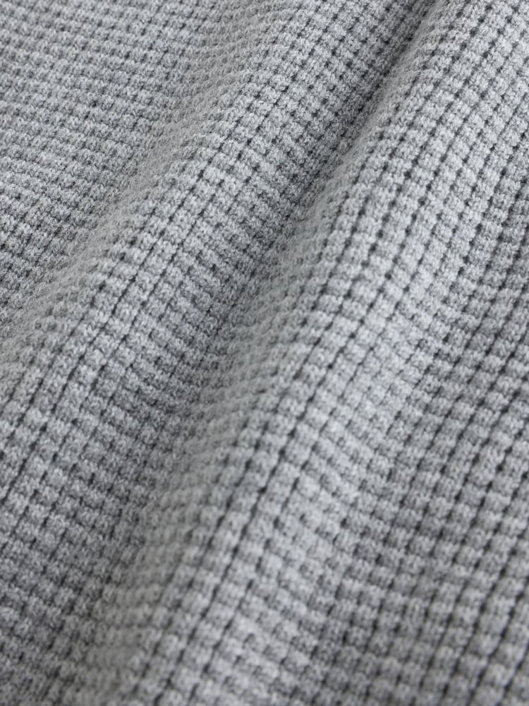Grey Essential Regular Fit Textured Quarter Zip Jumper - Image 10 of 10 Grey Essential Regular Fit Textured Quarter Zip Jumper - Image 10 of 10