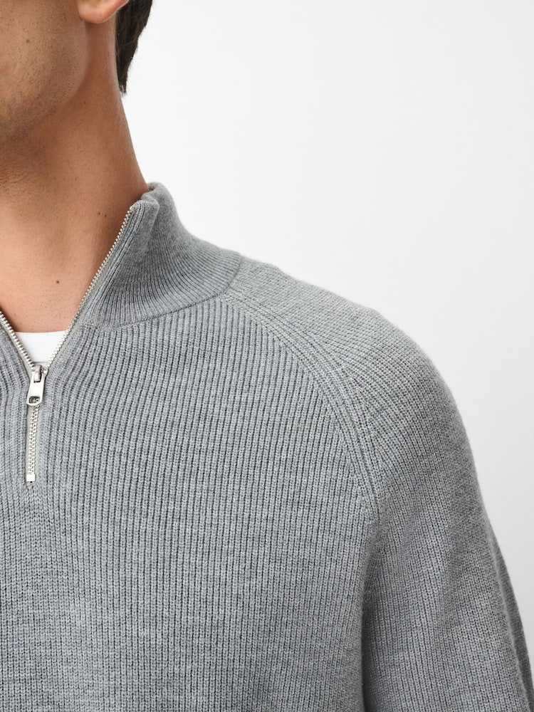 Γκρι - Essential Regular Fit Textured Quarter Zip Jumper - Εικόνα 2 του 6 Γκρι - Essential Regular Fit Textured Quarter Zip Jumper - Εικόνα 2 του 6
