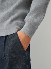 Γκρι - Essential Regular Fit Textured Quarter Zip Jumper - Εικόνα 3 του 6