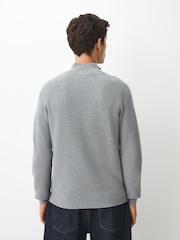 Γκρι - Essential Regular Fit Textured Quarter Zip Jumper - Εικόνα 5 του 6