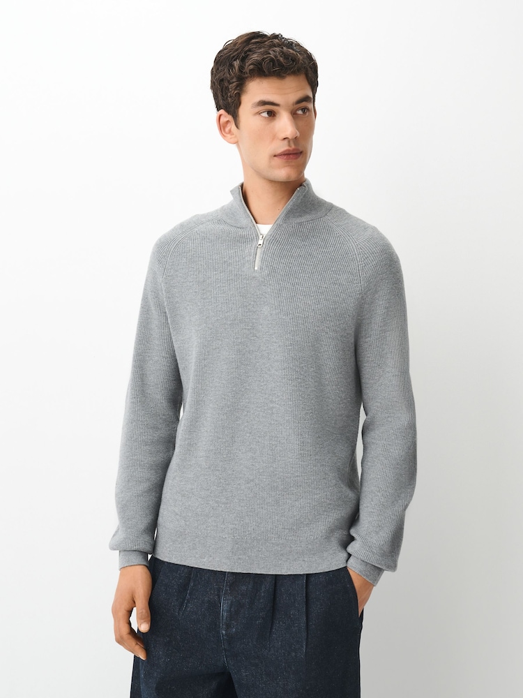 Γκρι - Essential Regular Fit Textured Quarter Zip Jumper - Εικόνα 6 του 6 Γκρι - Essential Regular Fit Textured Quarter Zip Jumper - Εικόνα 6 του 6