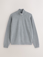 Grey Essential Regular Fit Textured Quarter Zip Jumper - Image 7 of 10