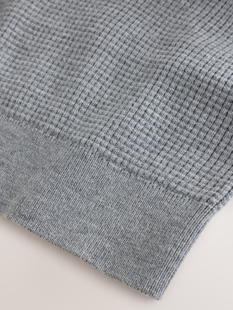 Grey Regular Fit Textured Quarter Zip Jumper - Image 8 of 8