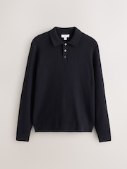 Granatowy - Essential Textured Polo Shirt - Obraz 5 z 7