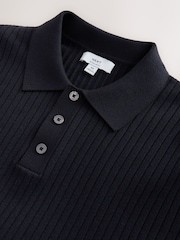 Granatowy - Essential Textured Polo Shirt - Obraz 6 z 7