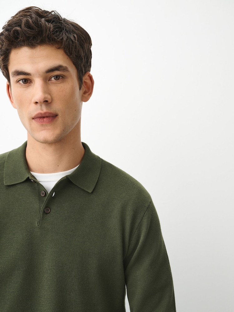 Olive Vihreä - Essential Knitted Polo Shirt - Kuva 1 / 6