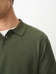 Olive Vihreä - Essential Knitted Polo Shirt - Kuva 5 / 6