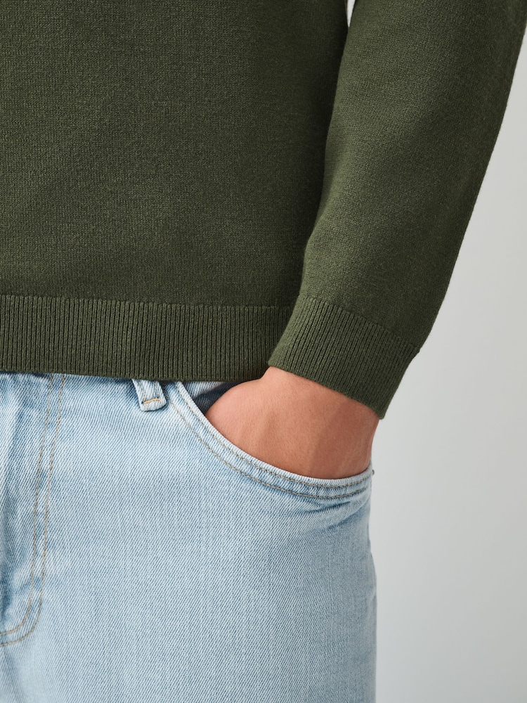 Olive Vihreä - Essential Knitted Polo Shirt - Kuva 6 / 6