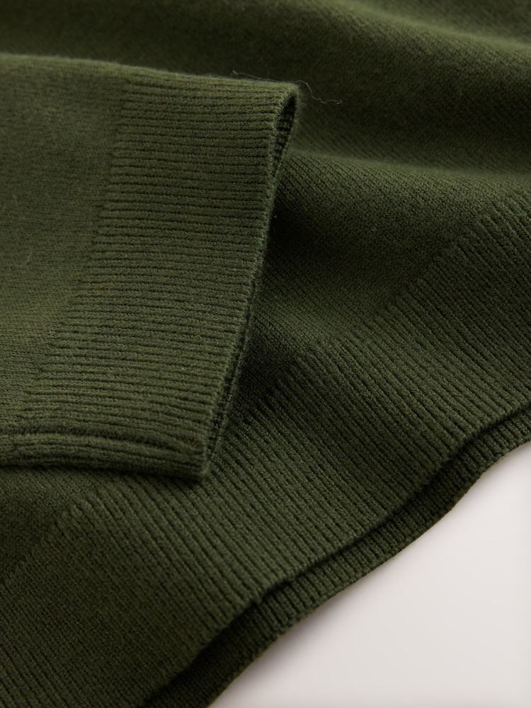 Olive Green Regular Fit Essential Knitted Polo Shirt - Image 9 of 9 Olive Green Regular Fit Essential Knitted Polo Shirt - Image 9 of 9