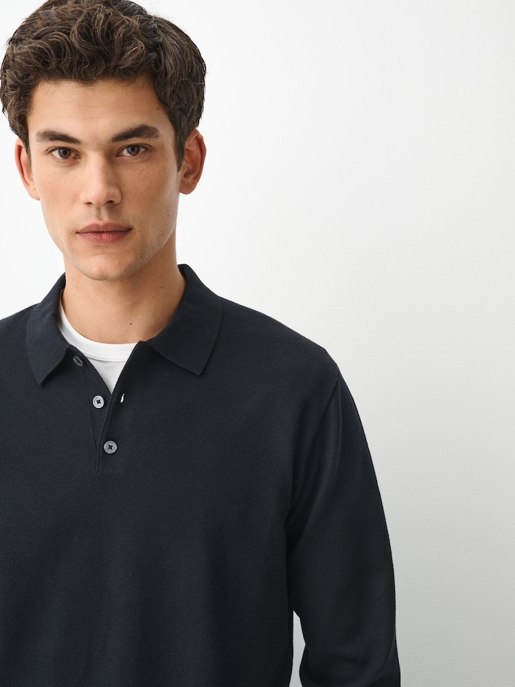 Laivasto Sininen - Essential Knitted Polo Shirt - Kuva 1 / 5