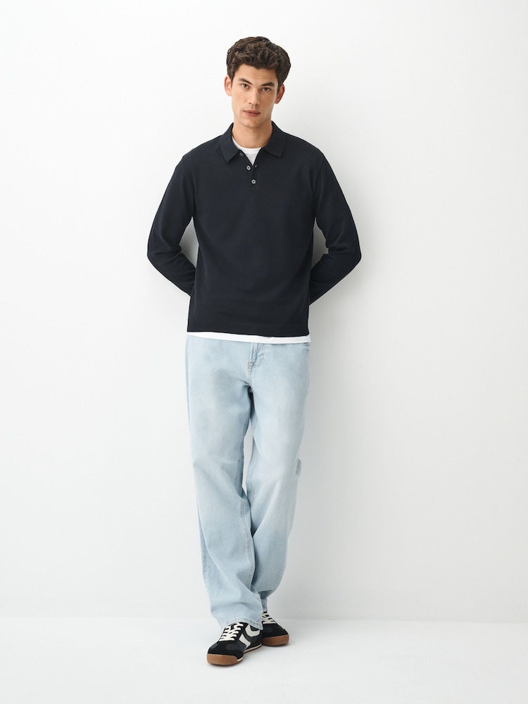 Laivasto Sininen - Essential Knitted Polo Shirt - Kuva 2 / 5