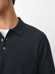 Laivasto Sininen - Essential Knitted Polo Shirt - Kuva 4 / 5