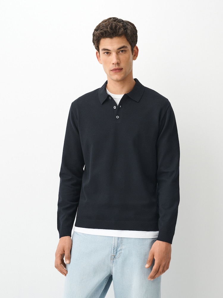 Laivasto Sininen - Essential Knitted Polo Shirt - Kuva 5 / 5