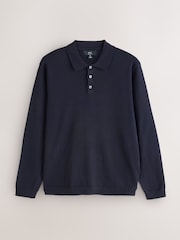 Navy Blue Regular Fit Essential Knitted Polo Shirt - Image 6 of 8