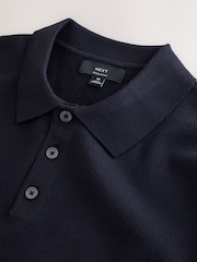 Navy Blue Regular Fit Essential Knitted Polo Shirt - Image 7 of 8