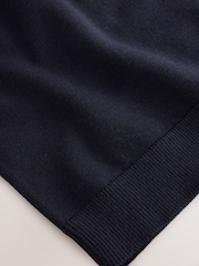 Navy Blue Regular Fit Essential Knitted Polo Shirt - Image 8 of 8