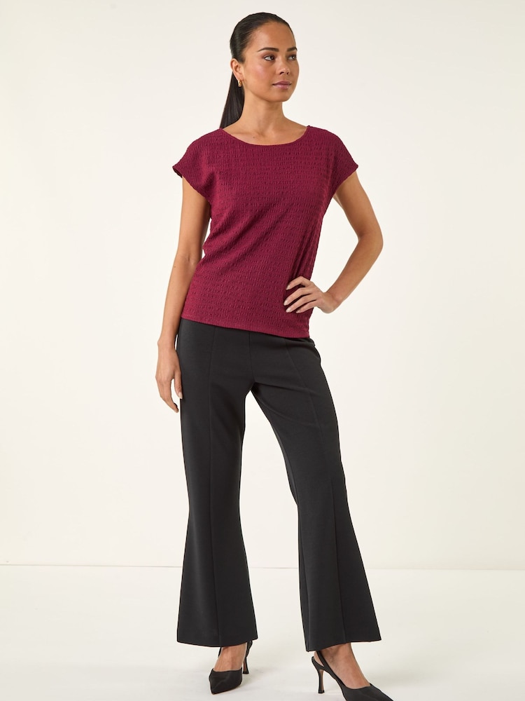 Roman Red Petite Sleeveless Textured Stretch T-Shirt - Image 2 of 5 Roman Red Petite Sleeveless Textured Stretch T-Shirt - Image 2 of 5