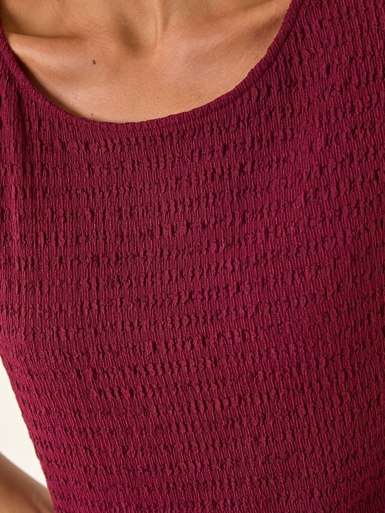 Roman Red Petite Sleeveless Textured Stretch T-Shirt - Image 5 of 5 Roman Red Petite Sleeveless Textured Stretch T-Shirt - Image 5 of 5
