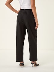 Roman Black Petite Stripe Print Bengaline Stretch Trousers - Image 3 of 5