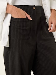 Roman Black Petite Stripe Print Bengaline Stretch Trousers - Image 5 of 5