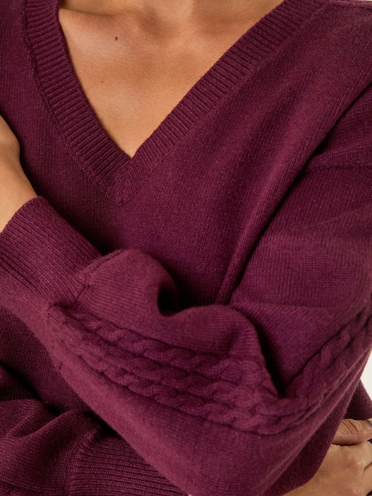 Roman Purple Petite Contrast Sleeve Knit Jumper - Image 5 of 5 Roman Purple Petite Contrast Sleeve Knit Jumper - Image 5 of 5