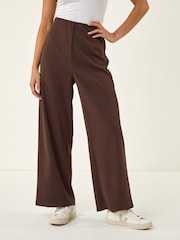 Roman Brown Petite Wide Leg Stretch Trousers - Image 4 of 5