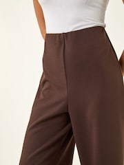 Roman Brown Petite Wide Leg Stretch Trousers - Image 6 of 6