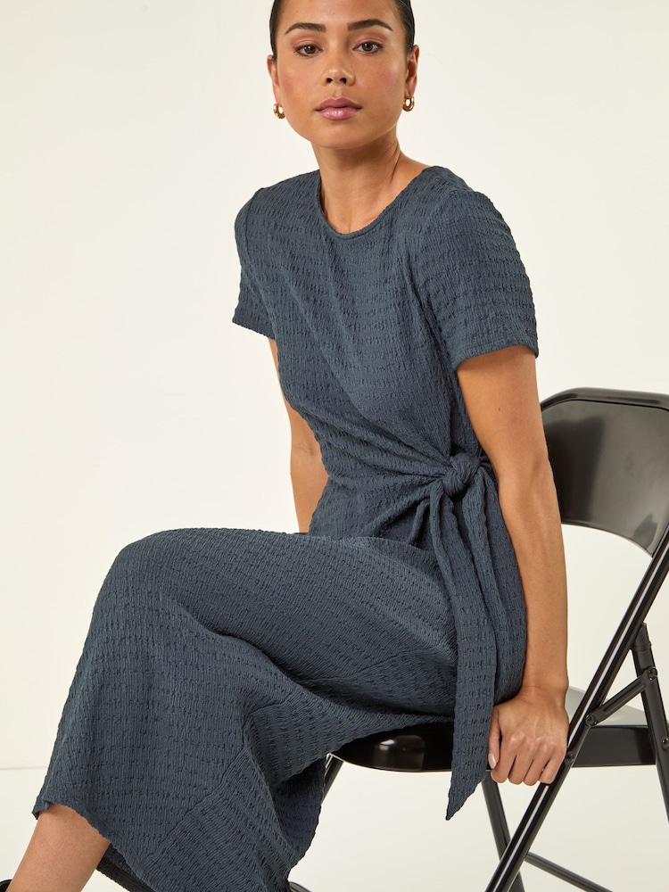 Roman Grey Petite Textured Tie Side Dress - Image 1 of 5 Roman Grey Petite Textured Tie Side Dress - Image 1 of 5