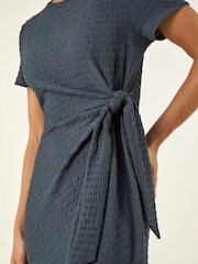 Roman Grey Petite Textured Tie Side Dress - Image 5 of 5