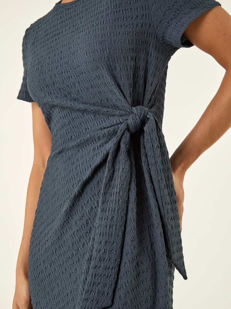Roman Grey Petite Textured Tie Side Dress - Image 5 of 5 Roman Grey Petite Textured Tie Side Dress - Image 5 of 5
