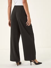 Roman Black Petite Wide Leg Stretch Trousers - Image 3 of 5