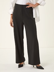 Roman Black Petite Wide Leg Stretch Trousers - Image 4 of 5