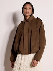 Apricot Suedette Bubble Hem Chaqueta - Imagen 2 de 5
