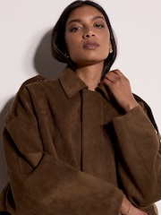 Apricot Suedette Bubble Hem Chaqueta - Imagen 3 de 5