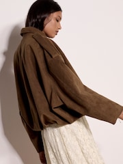 Apricot Suedette Bubble Hem Chaqueta - Imagen 4 de 5