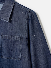 فستان دنيم قصير بنصف سحّاب مزين بأحجار الراين من Oliver Bonas - صورة 6 من 8