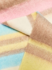 Oliver Bonas Black Pastel Striped Pom Pom Heavyweight Scarf - Image 4 of 5