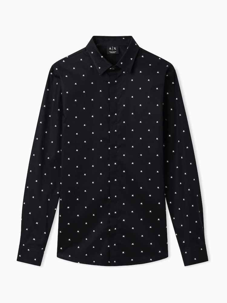 Armani Exchange Black Armani Exchange Black Slim Fit Long Sleeve Shirt - Image 1 of 1 Armani Exchange Black Armani Exchange Black Slim Fit Long Sleeve Shirt - Image 1 of 1