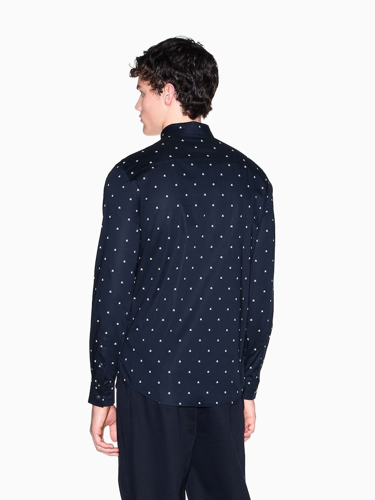 Armani Exchange Black Slim Fit Long Sleeve Shirt - Image 2 of 5