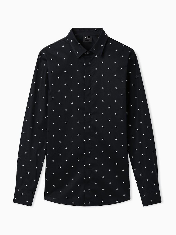 Armani Exchange Black Slim Fit Long Sleeve Shirt - Image 5 of 5