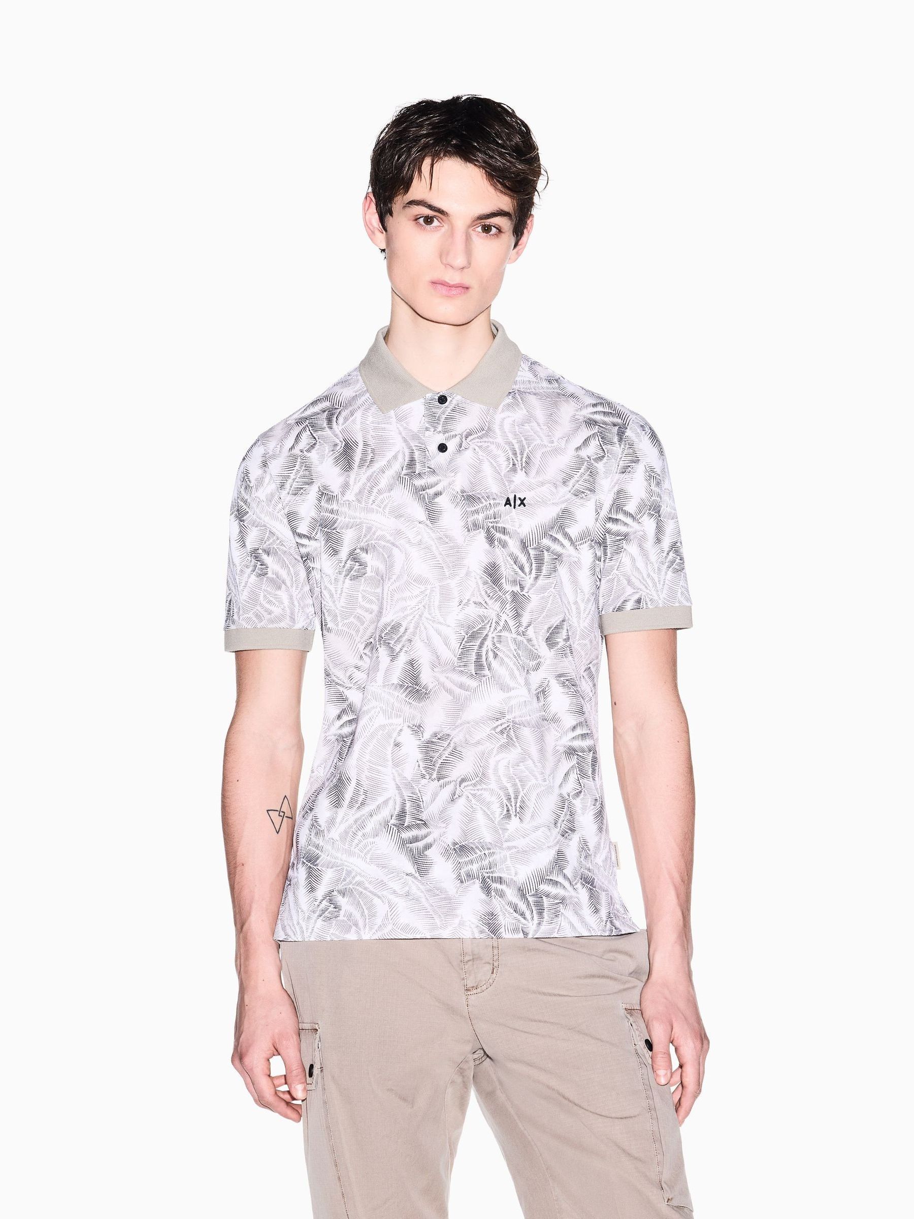 Armani Exchange Men's Cream Slim Fit Polo Shirt